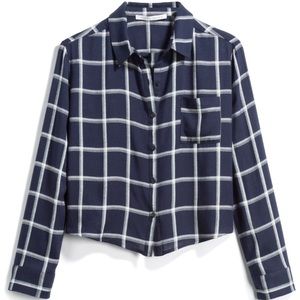 Collective Concepts Plaid Crop Button Down